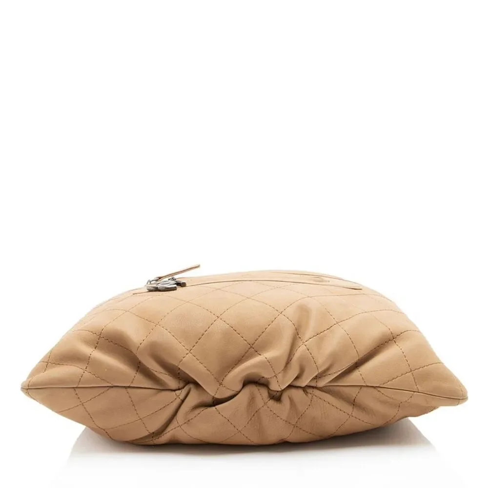 Chanel Calfskin Stitched Double Zip Hobo